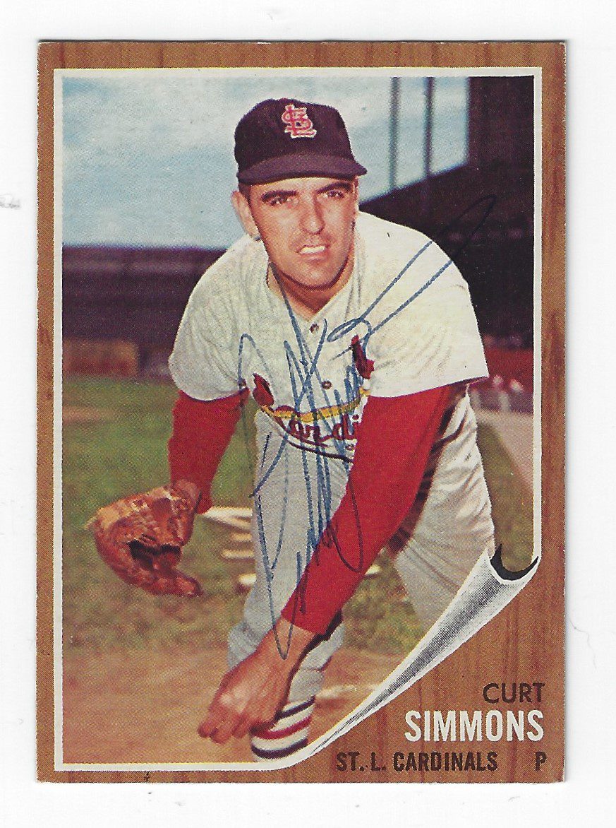 Autographed CURT SIMMONS 1962 Topps Card