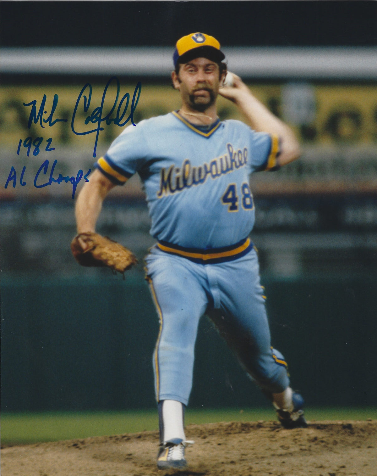 AUTOGRAPHED MIKE CALDWELL  8X10 photo Milwaukee Brewers