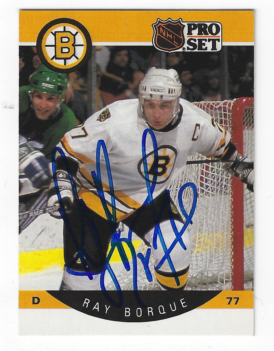 Autographed 1990-91 Pro Set RAY BOURQUE Boston Bruins Hockey Card #1