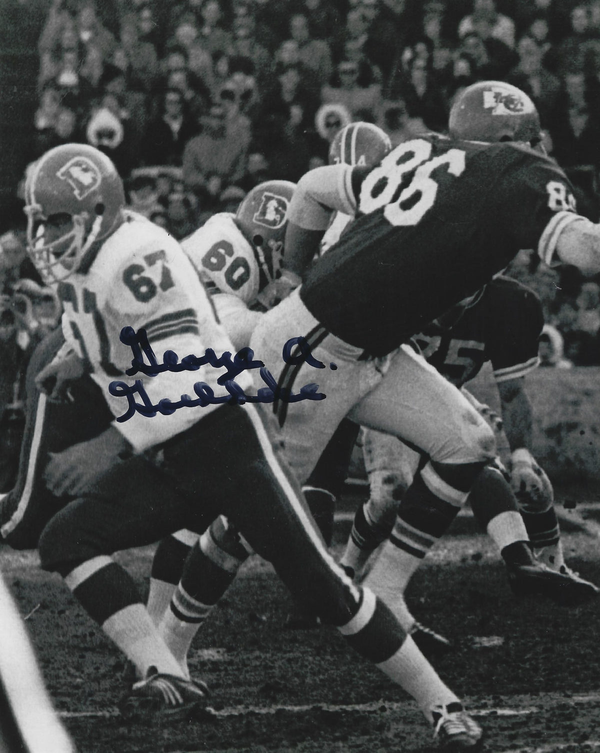 Autographed GEORGE GOEDDEKE 8X10 Denver Broncos Photo
