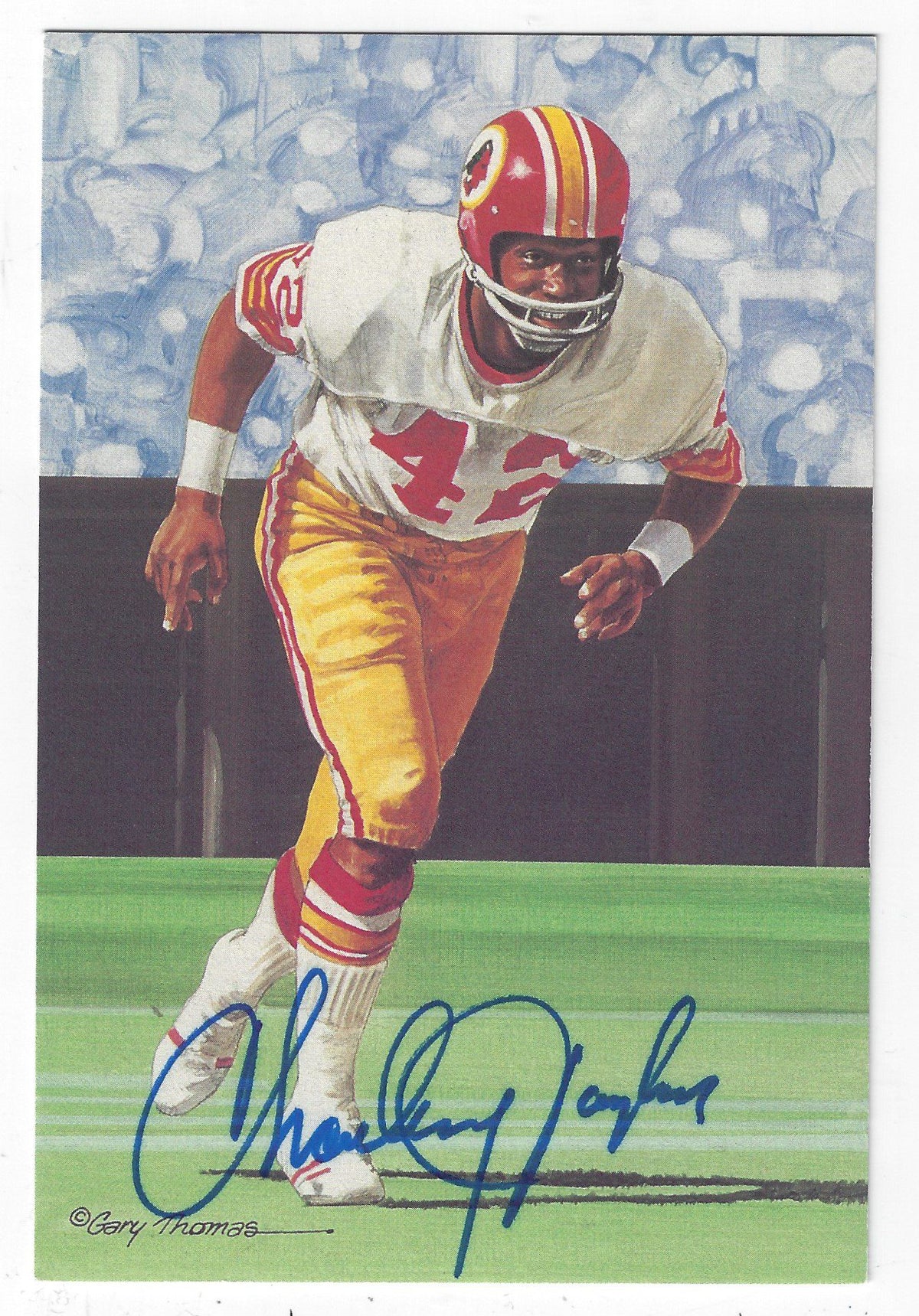 Autographed Charley Taylor Washington Redskins Goal Line Art Card