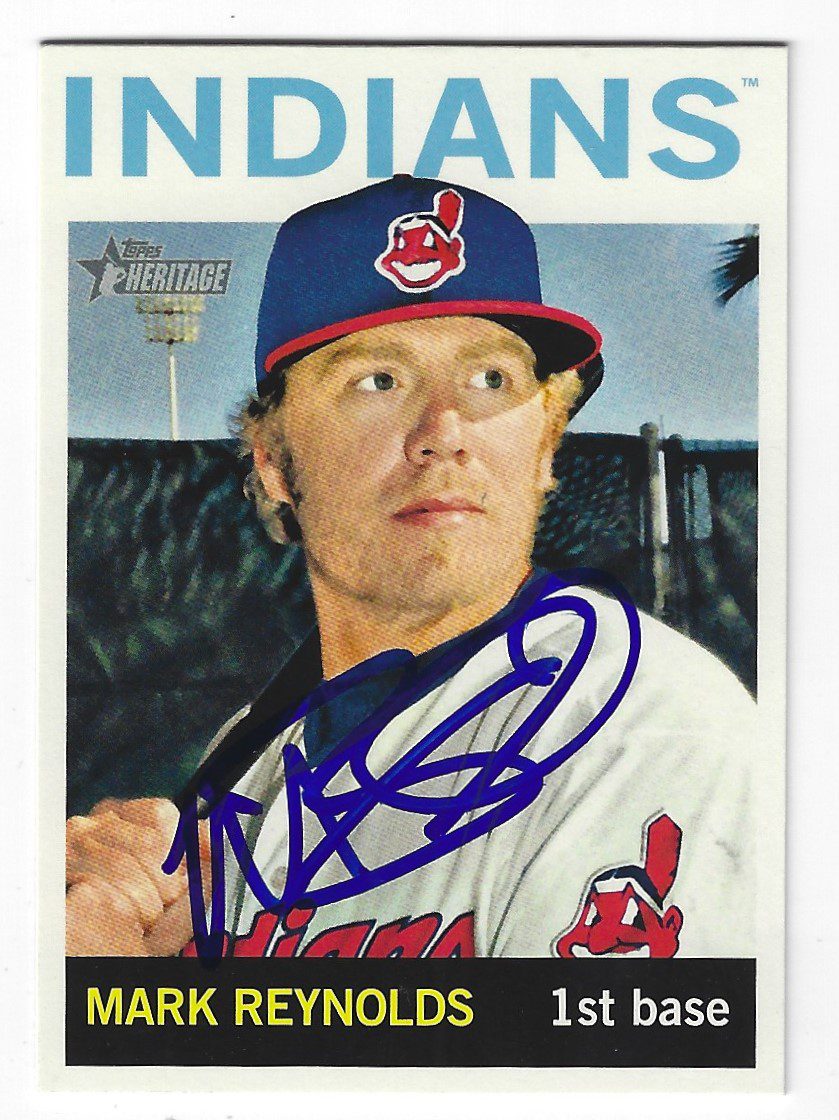 Autographed MARK REYNOLDS Cleveland Indians 2013 Topps Heritage Card