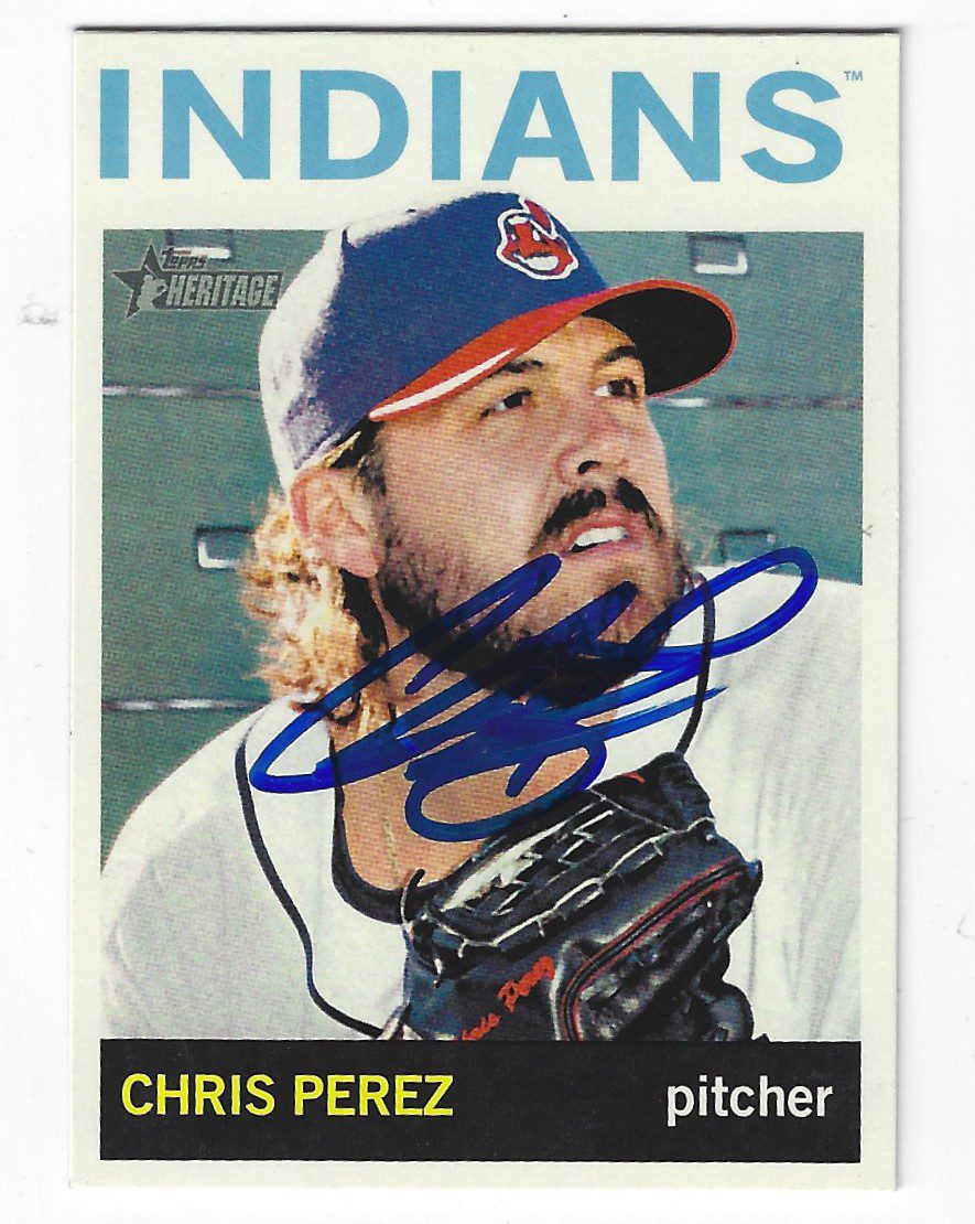 Autographed CHRIS PEREZ Cleveland Indians 2013 Topps Heritage Card