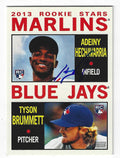 Autographed ADEINY HECHAVARRIA Miami Marlins 2013 Topps Heritage Card