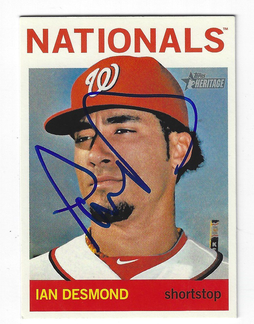 Autographed IAN DESMOND Washington Nationals 2013 Topps Heritage Card #46