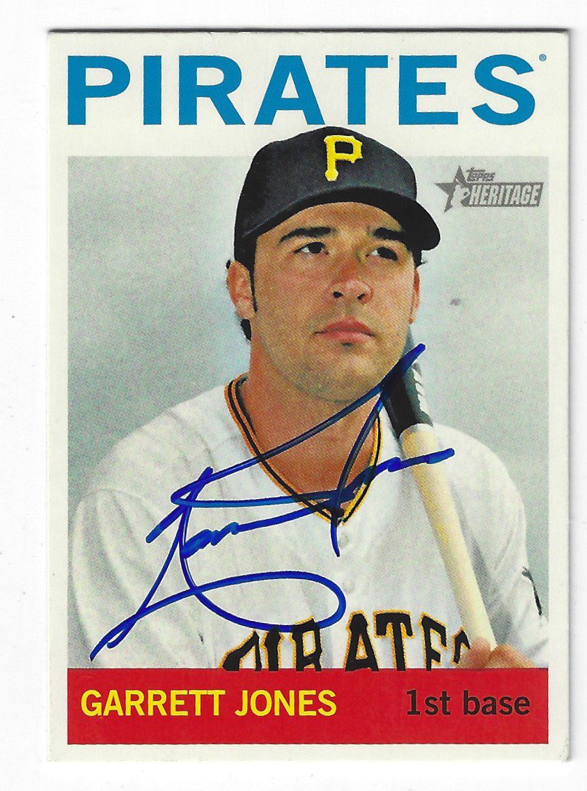 Autographed GARRETT JONES Pittsburgh Pirates 2013 Topps Heritage Card #193