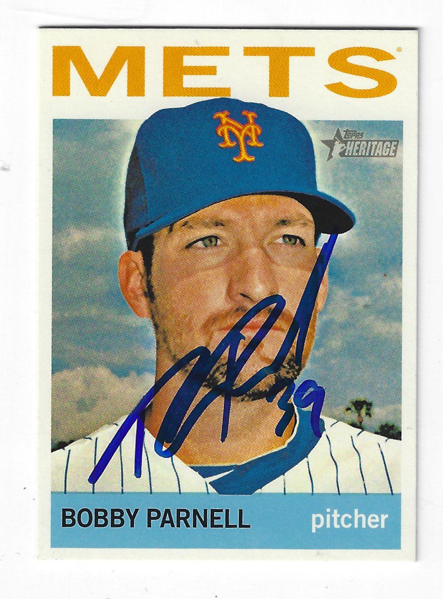 Autographed BOBBY PARNELL New York Mets 2013 Topps Heritage Card #387