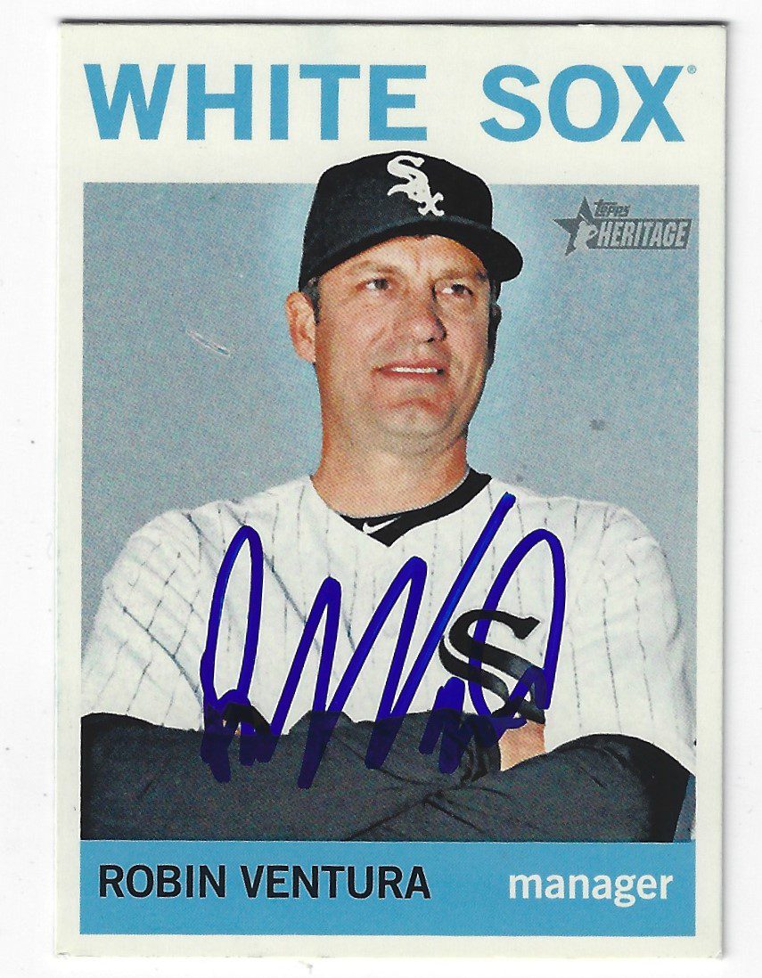 Autographed ROBIN VENTURA Chicago White Sox 2013 Topps Heritage Card #118