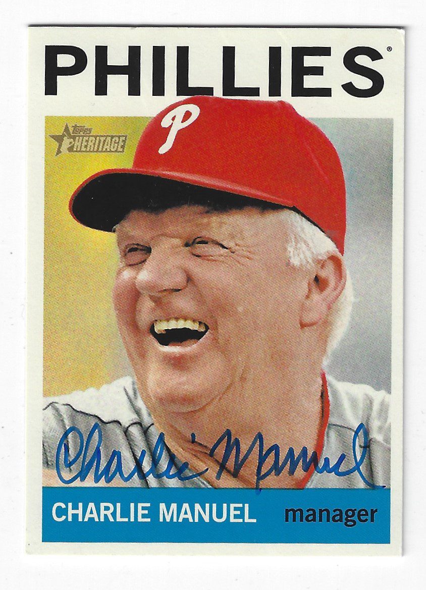 Autographed CHARLIE MANUEL Philadelphia Phillies 2013 Topps Heritage Card