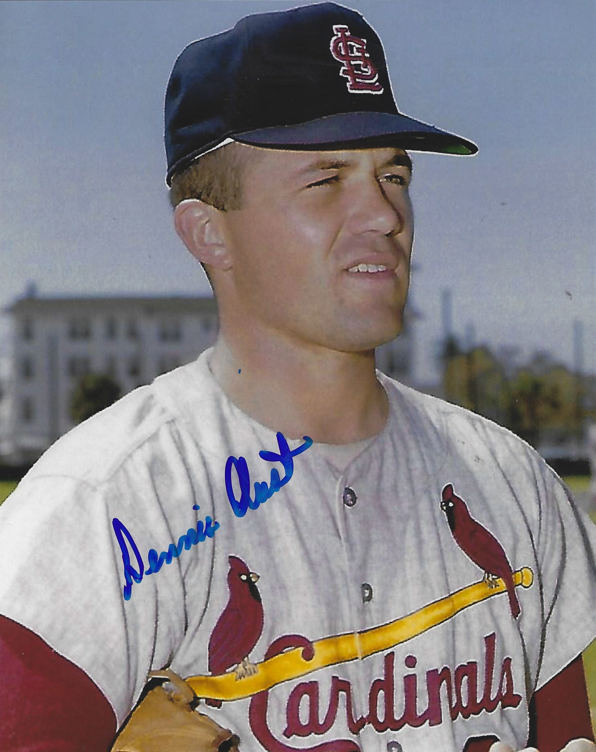 AUTOGRAPHED DENNIS AUST 8x10 St. Louis Cardinals Photo
