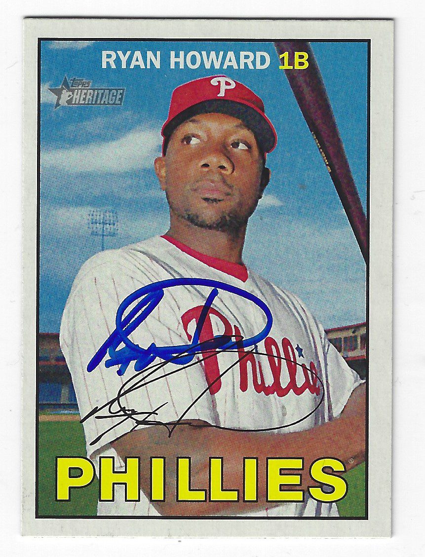Autographed RYAN HOWARD Philadelphia Phillies 2016 Topps Heritage Card #290
