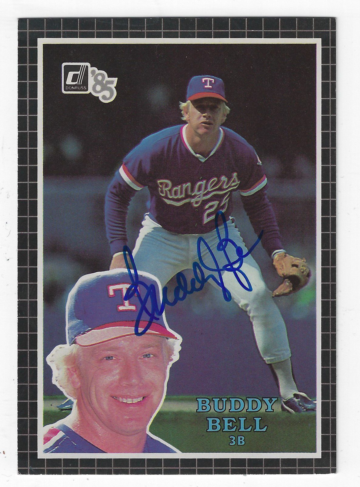 Autographed BUDDY BELL Texas Rangers 1985 Donruss Action All Stars Card