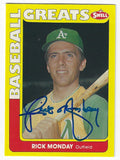 Autographed RICK MONDAY Oakland A's 1990 Swell Card