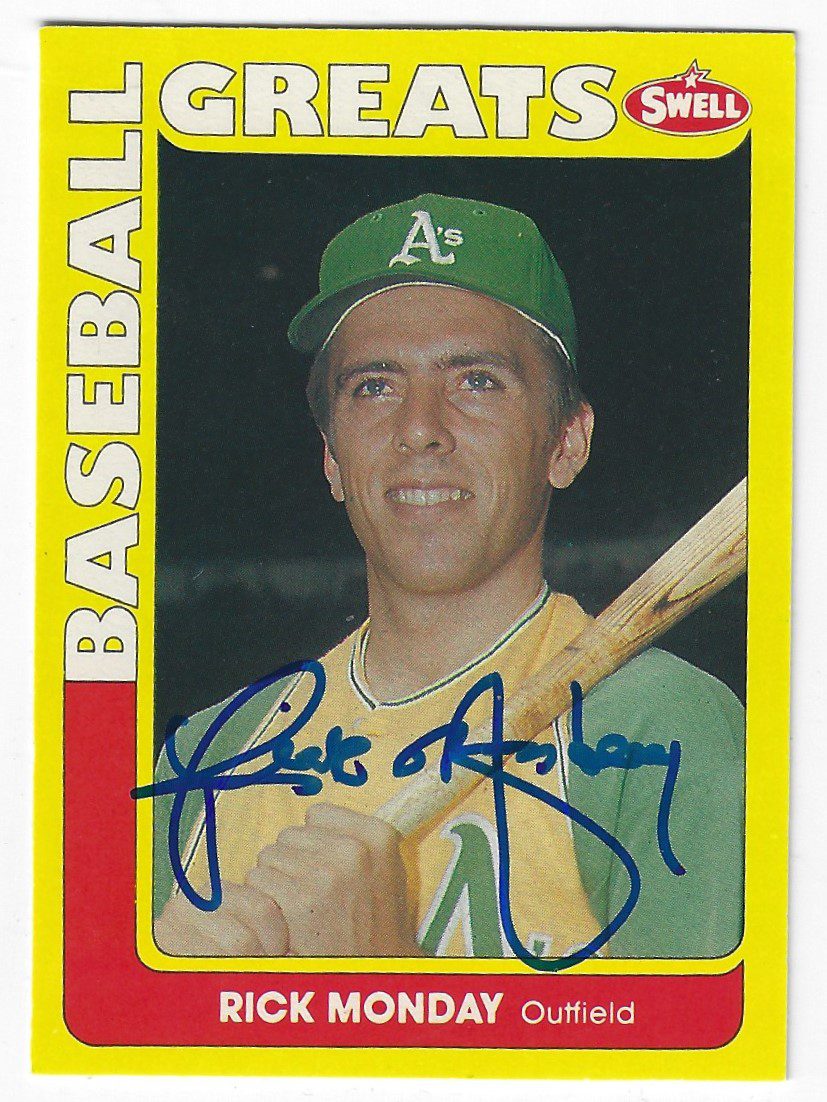 Autographed RICK MONDAY Oakland A's 1990 Swell Card