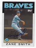 Autographed ZANE SMITH Atlanta Braves 1986 Topps Card