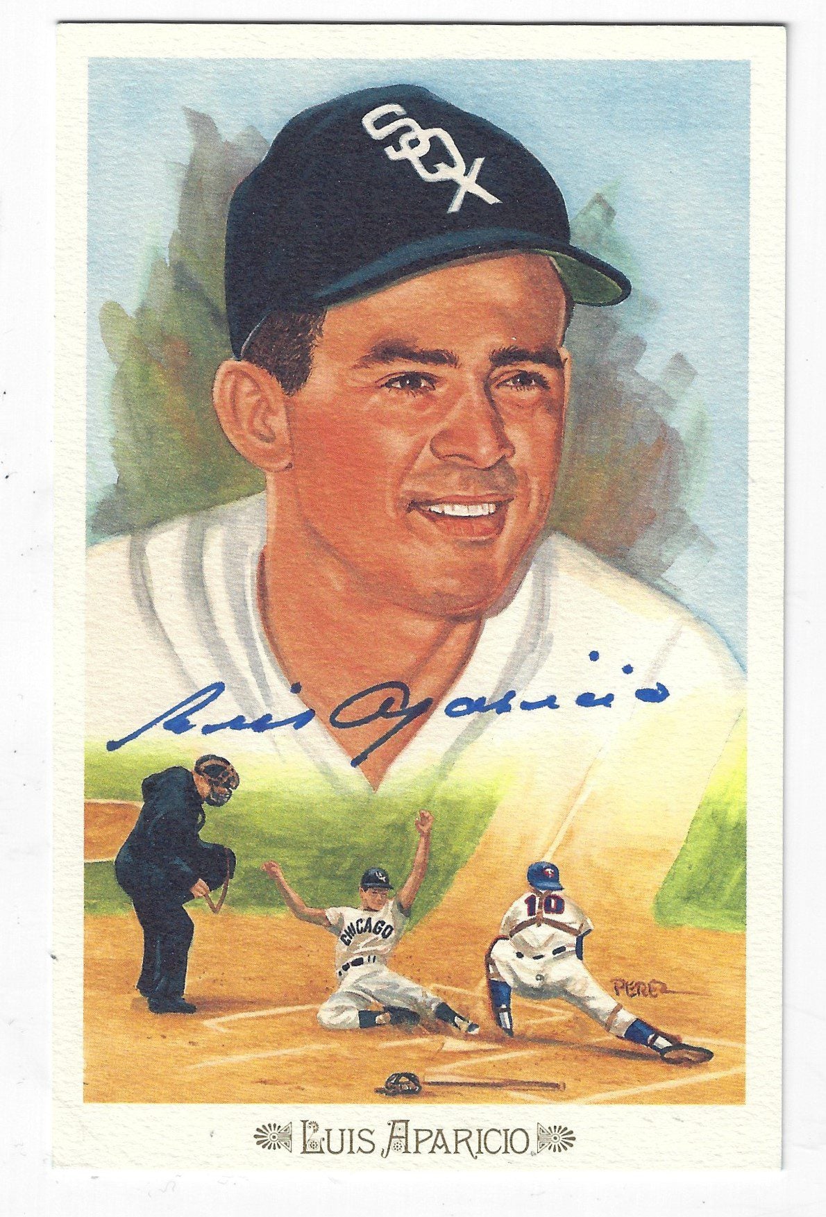 Autographed LUIS APARICIO Chicago White Sox Perez-Steele Celebration Postcard