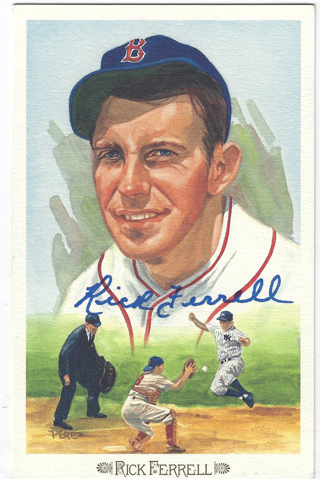 Autographed RICK FERRELL Boston Red Sox Perez-Steele Celebration Postcard