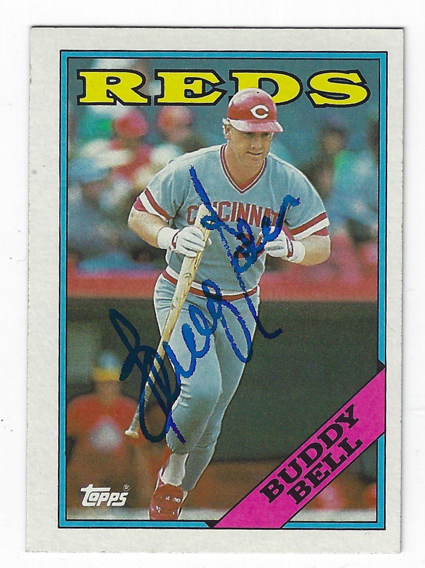 Autographed BUDDY BELL Cincinnati Reds 1988 Topps Card