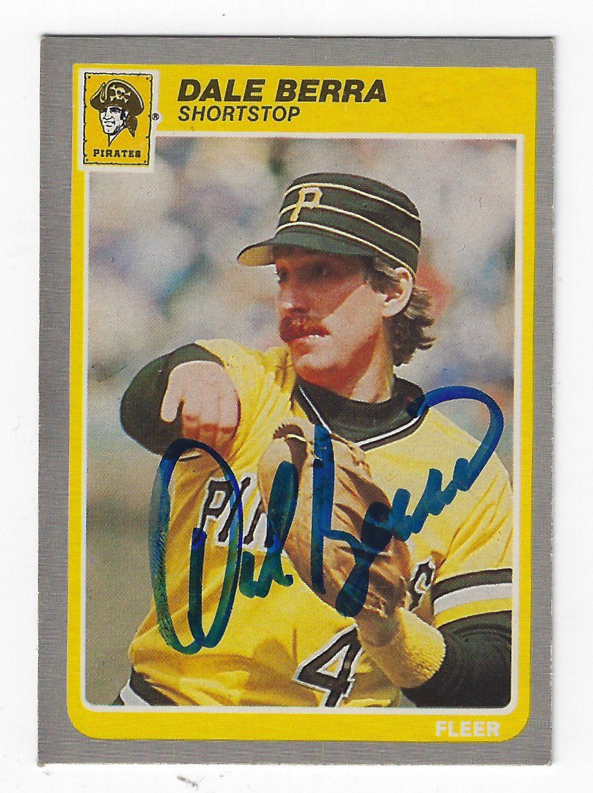 Autographed DALE BERRA Pittsburgh Pirates 1985 Fleer Card