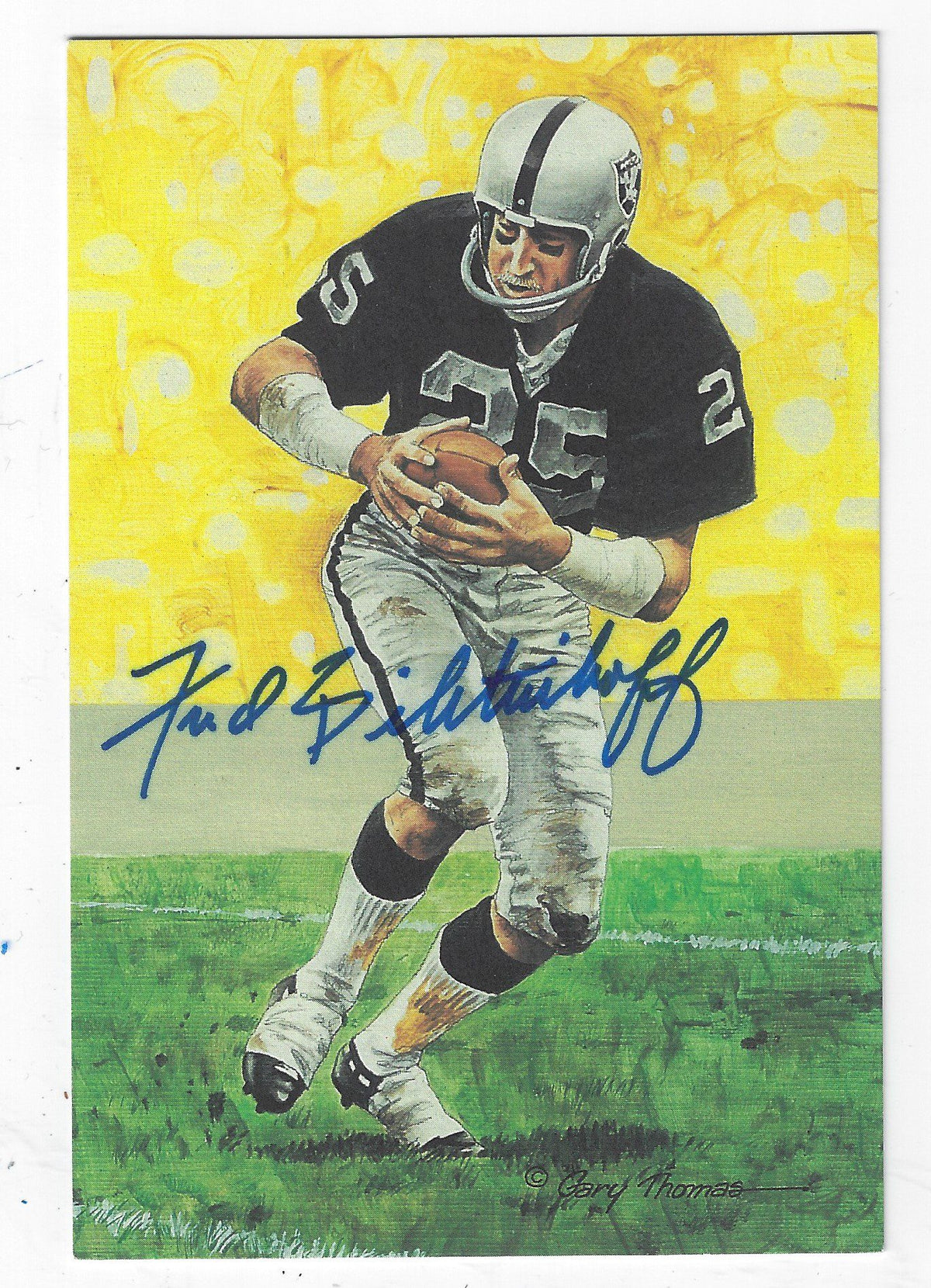 Autographed Fred Biletnikoff Oakland Raiders Goal Line Art Card