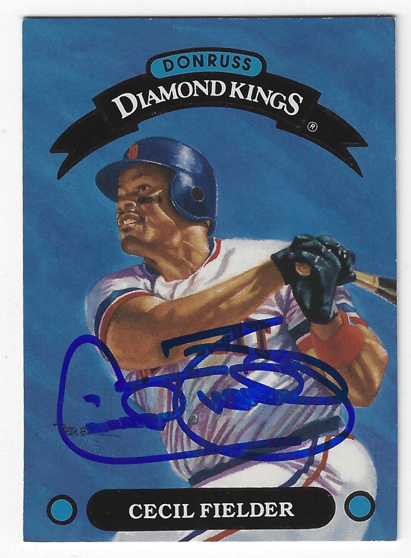 Autographed CECIL FIELDER Detroit Tigers 1993 Donruss Diamond King