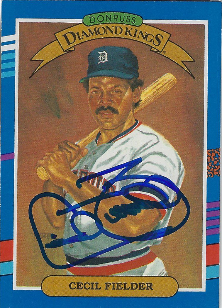 Autographed CECIL FIELDER Detroit Tigers 1991 Donruss Diamond King