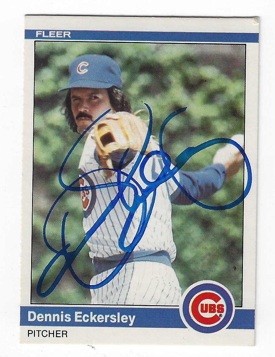Autographed DENNIS ECKERSLEY Chicago Cubs 1984 Fleer Card #U-34