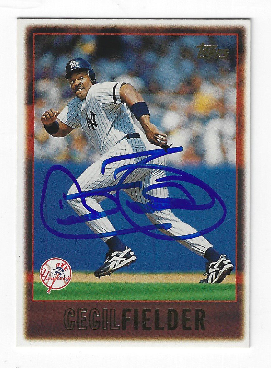 Autographed CECIL FIELDER New York Yankees 1997 Topps