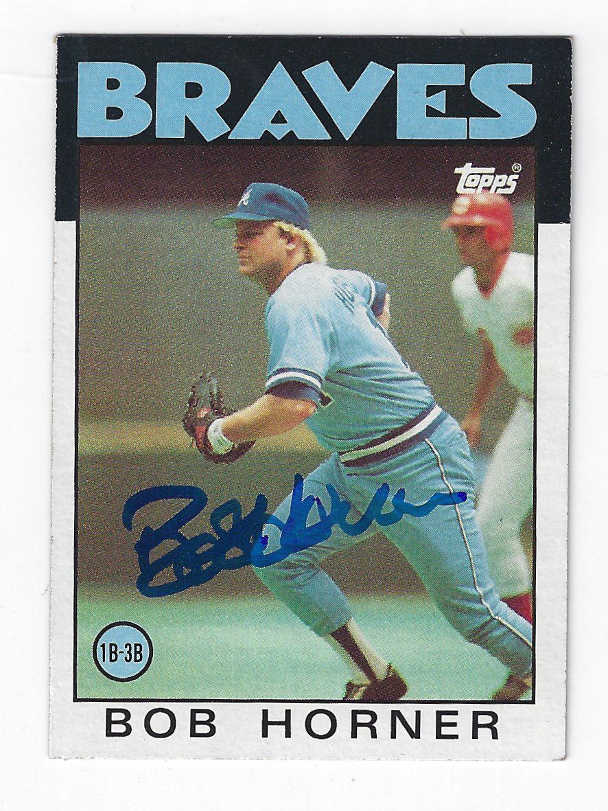 Autographed BOB HORNER Atlanta Braves 1986 Topps Card