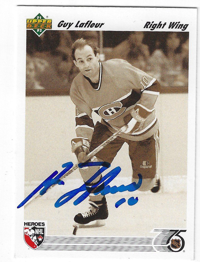 GUY LAFLEUR Montreal Canadiens Autographed 1991-92 Upper Deck Card
