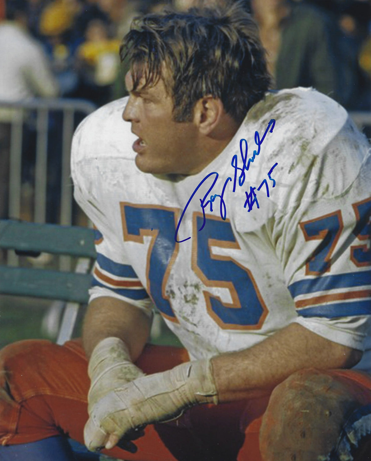 Autographed ROGER SHOALS 8X10 Denver Broncos Photo