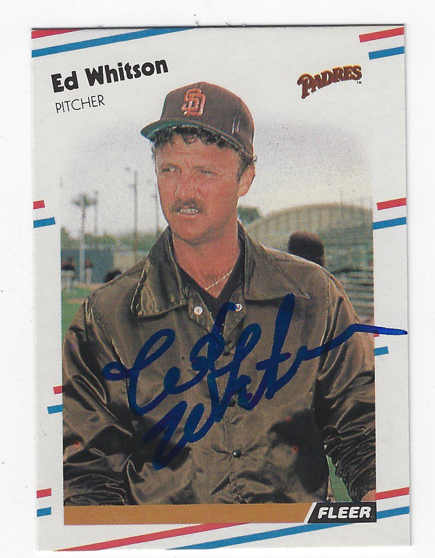 Autographed ED WHITSON San Diego Padres 1988 Fleer Baseball Card