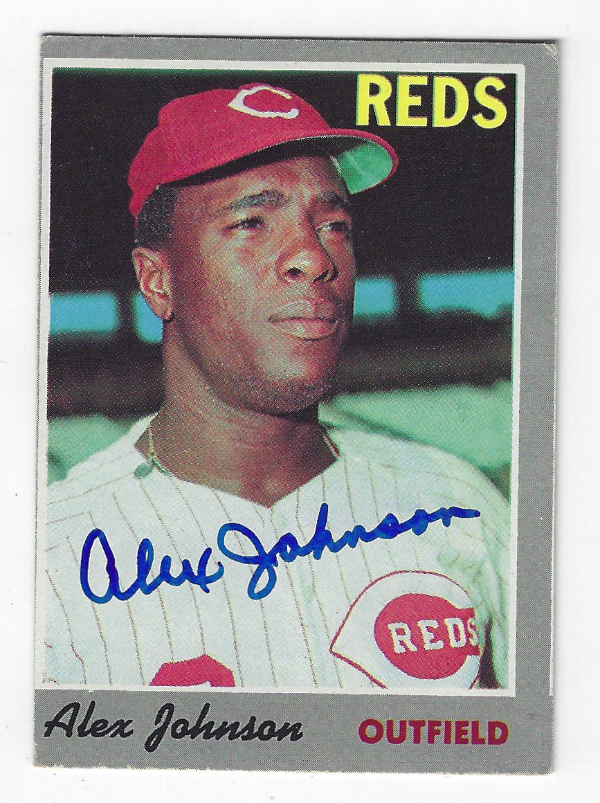 Autographed ALEX JOHNSON Cincinnati Reds 1970 Topps  Card