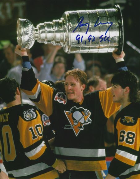 Autographed TROY LONEY "91,92 SCC"  8x10 Pittsburgh Penguins Photo