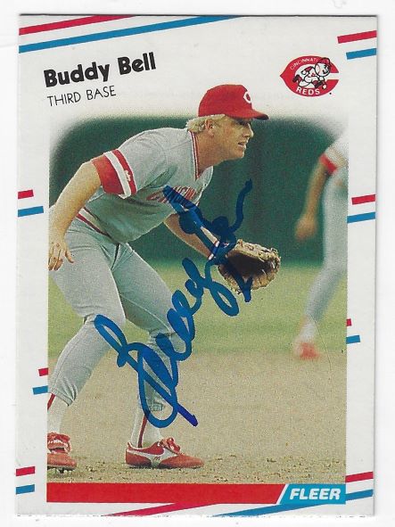 Autographed BUDDY BELL Cincinnati Reds 1988 FLEER Card