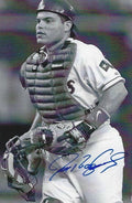 Autographed IVAN RODRIGUEZ Texas Rangers BxW Postcard