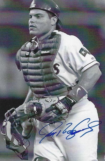 Autographed IVAN RODRIGUEZ Texas Rangers BxW Postcard