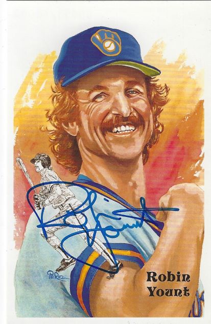 Autographed ROBIN YOUNT Milwaukee Brewers Perez-Steele Post Card