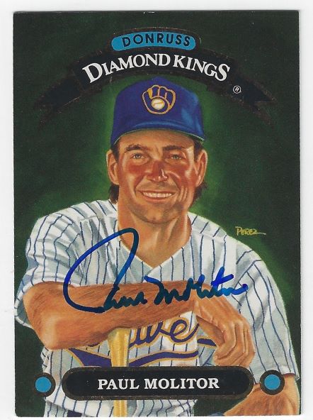 Autographed PAUL MOLITOR Milwaukee Brewers 1992 Donruss Diamond King