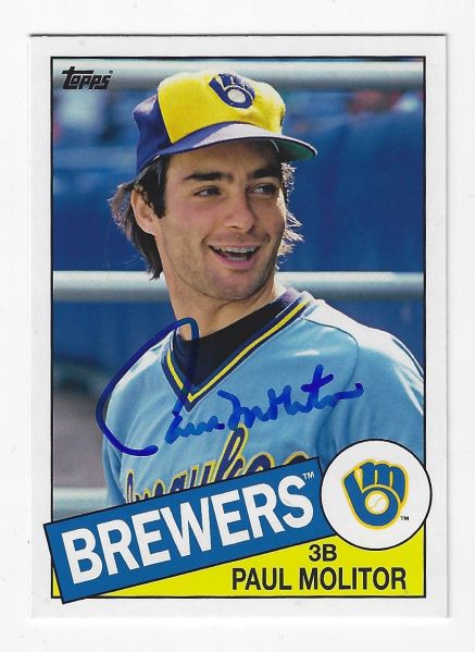 Autographed PAUL MOLITOR Milwaukee Brewers 2013 Topps Archives