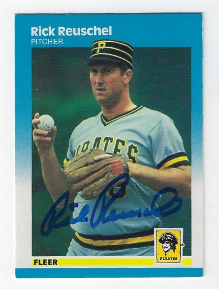 Autographed RICK REUSCHEL Pittsburgh Pirates 1987 Fleer Card