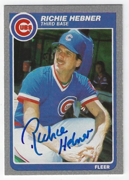 Autographed RICHIE HEBNER Chicago Cubs 1985 Fleer Card