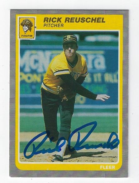 Autographed RICK REUSCHEL Pittsburgh Pirates 1985 Fleer Card