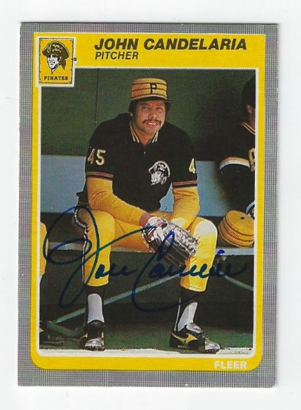 Autographed JOHN CANDELARIA Pittsburgh Pirates 1985 Fleer Card