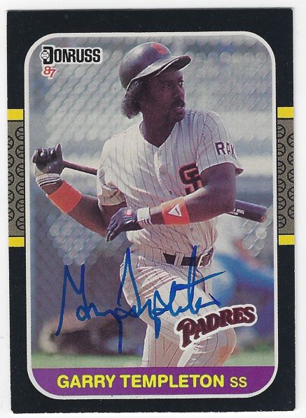 Autographed GARRY TEMPLETON San Diego Padres 1987 Donruss Card