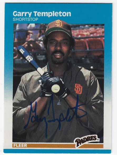 Autographed GARRY TEMPLETON San Diego Padres 1987 Fleer Card