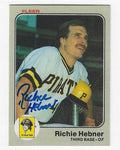Autographed RICHIE HEBNER Pittsburgh Pirates 1983 Fleer Card