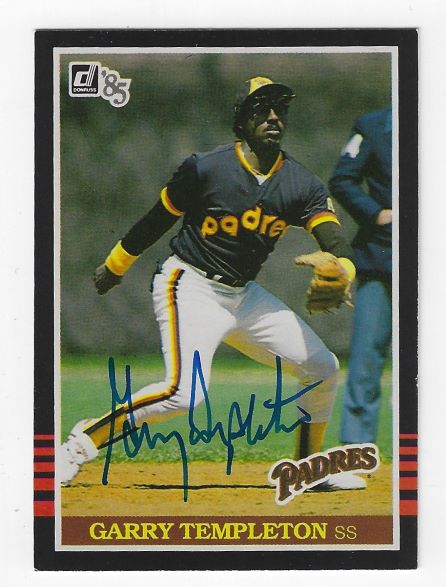 Autographed GARRY TEMPLETON San Diego Padres 1985 Donruss Card