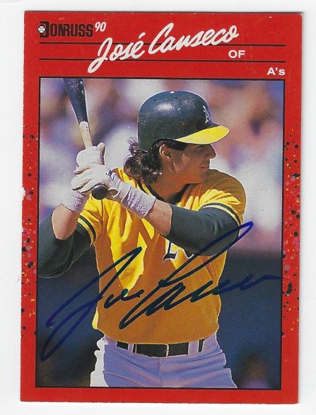 Autographed JOSE CANSECO Oakland A's 1990 Donruss Card