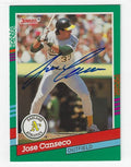 Autographed JOSE CANSECO Oakland A's 1991 Donruss Card